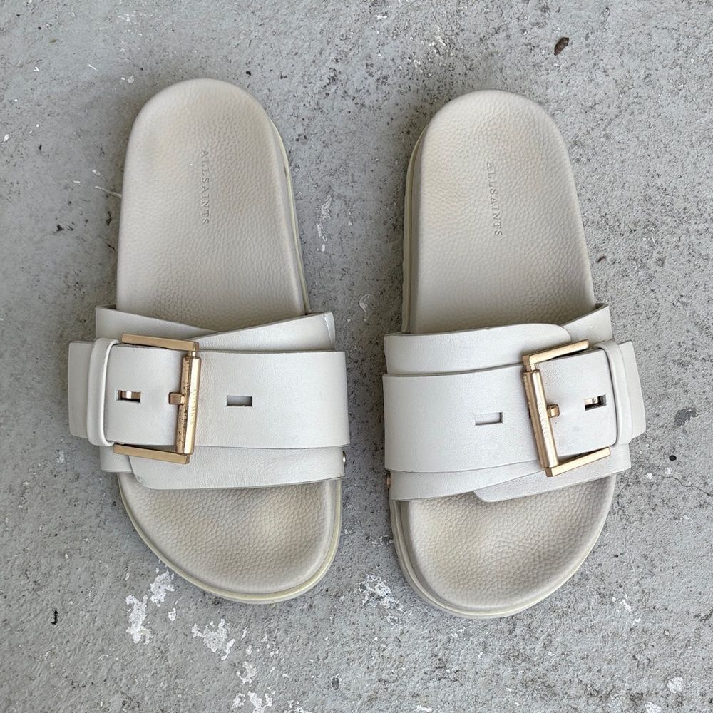 All Saints Ellie studded buckle slides